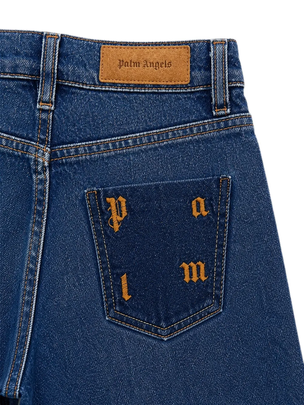 Palm Angels Kids Barrel jeans met geborduurd logo Blauw