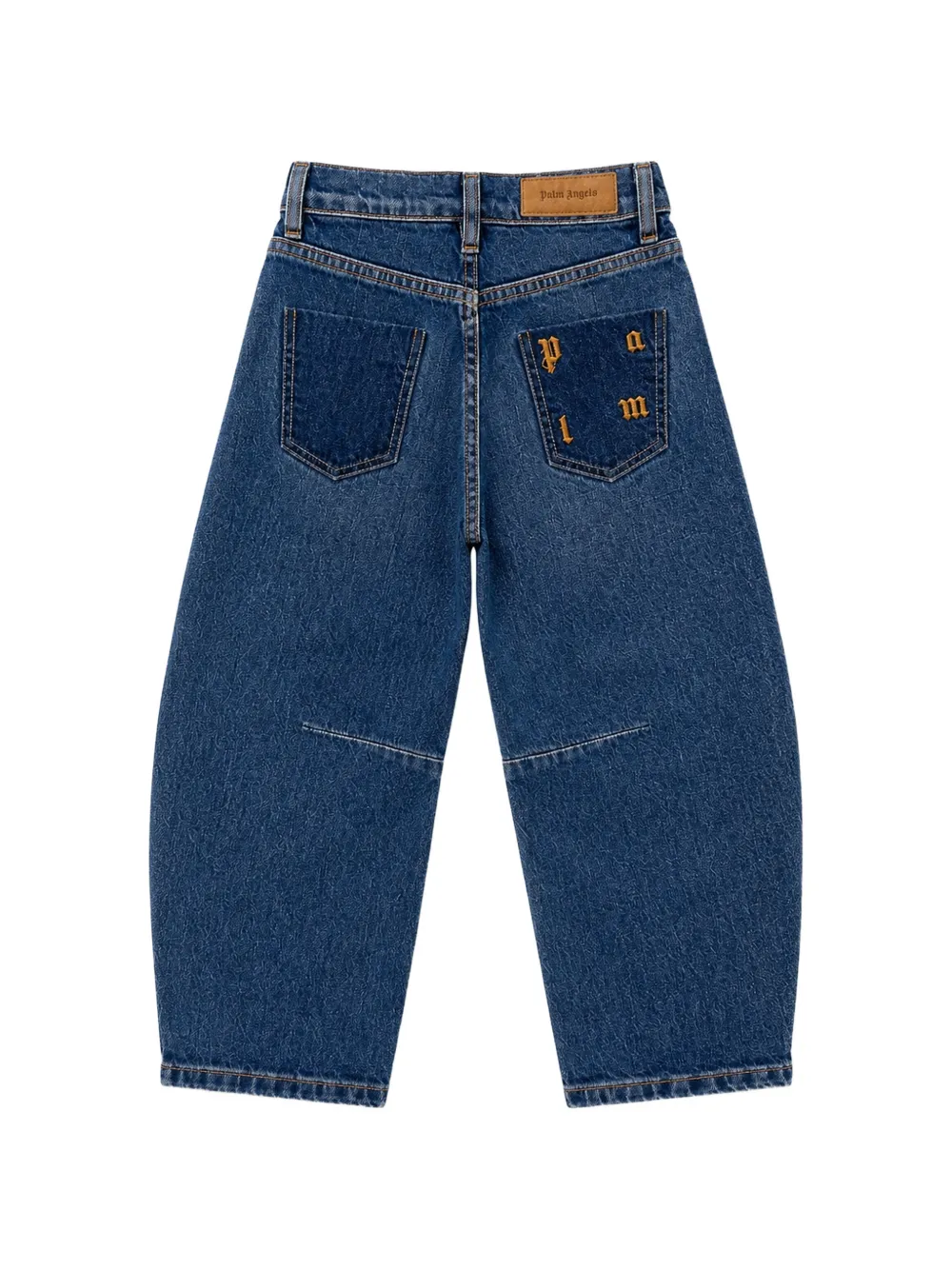 Palm Angels Kids Barrel jeans met geborduurd logo Blauw