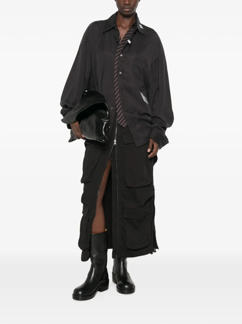 Maison MIHARA YASUHIRO Blouse met strikdetail en logopatch Zwart
