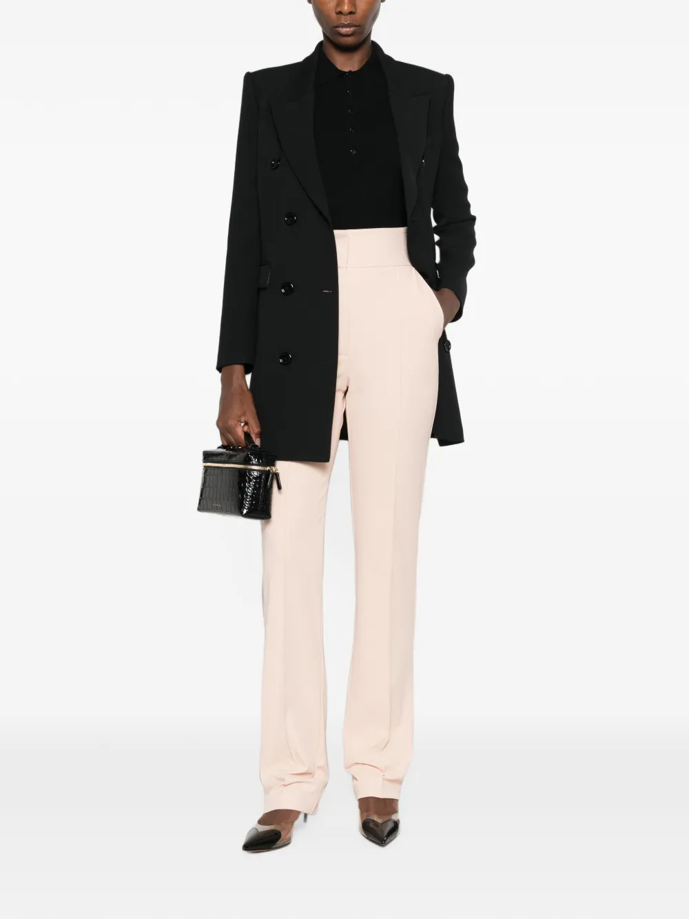 Elisabetta Franchi High waist flared broek Beige