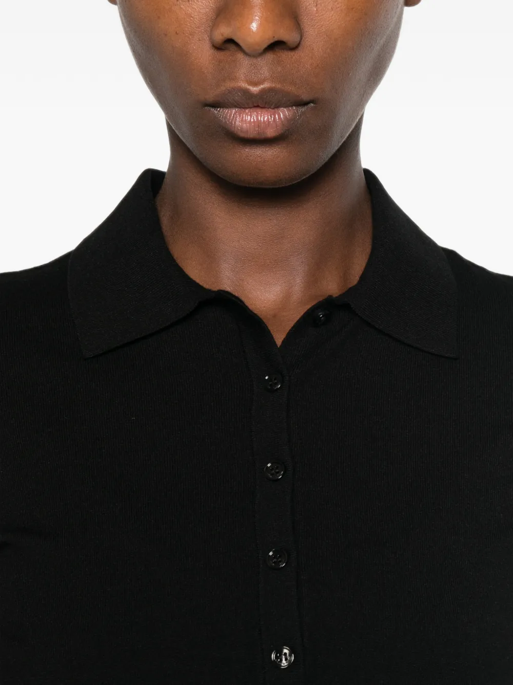 Elisabetta Franchi Ribgebreid poloshirt Zwart