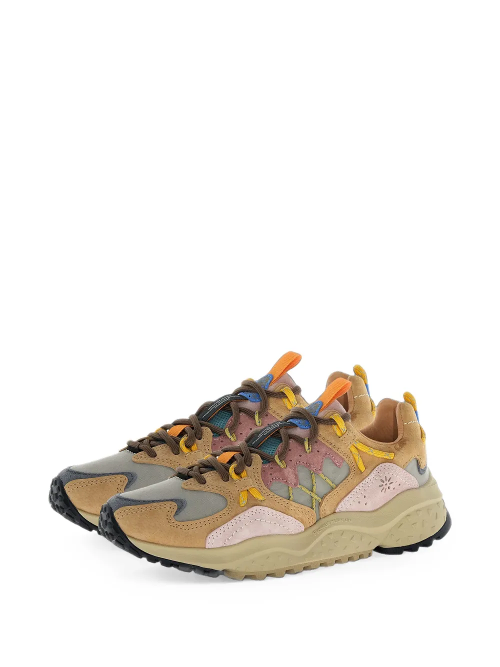 FLOWER MOUNTAIN Yamabushi sneakers met vlakken Bruin