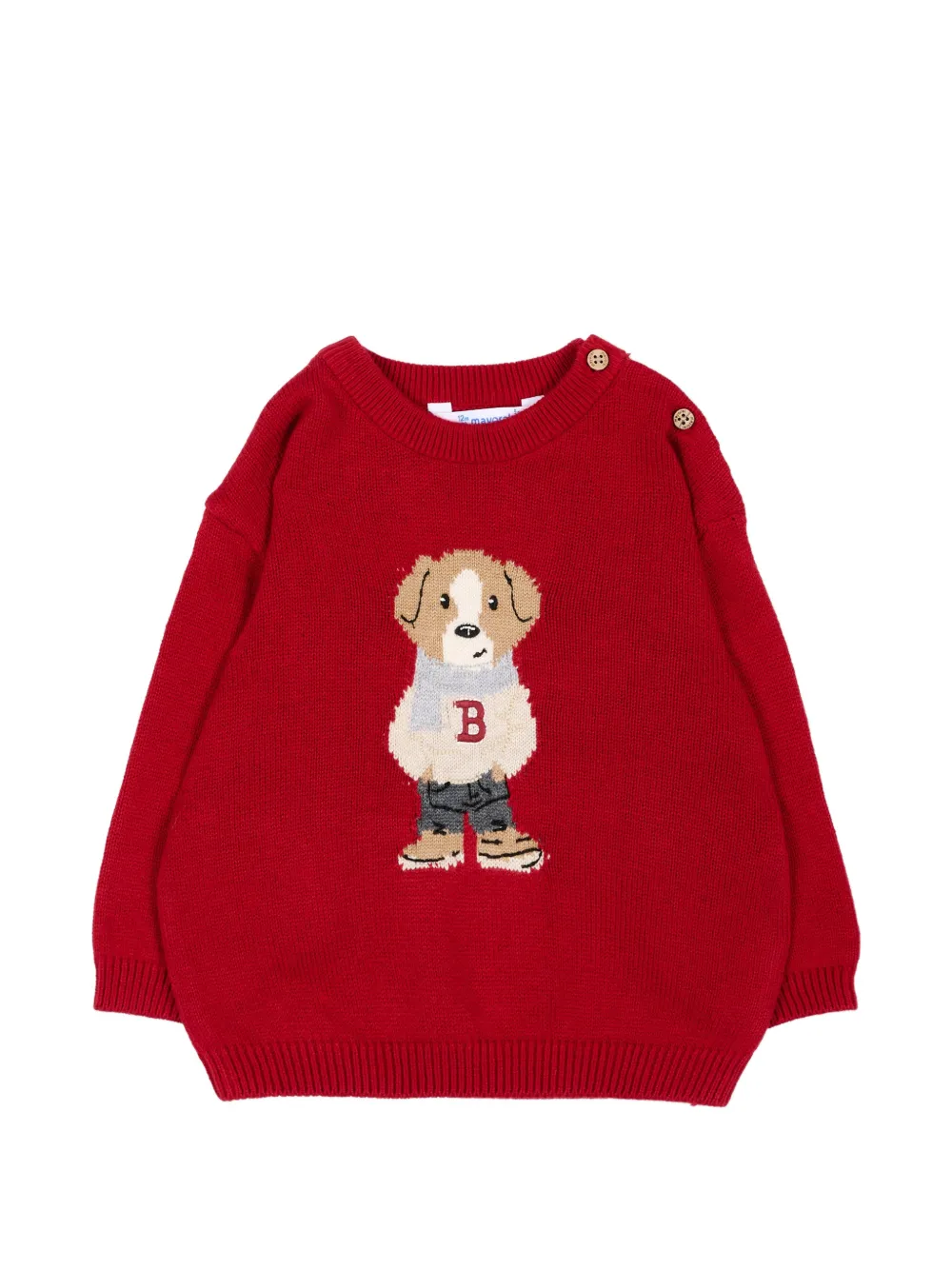 Mayoral intarsia-knit button-fastening sweater - Rosso