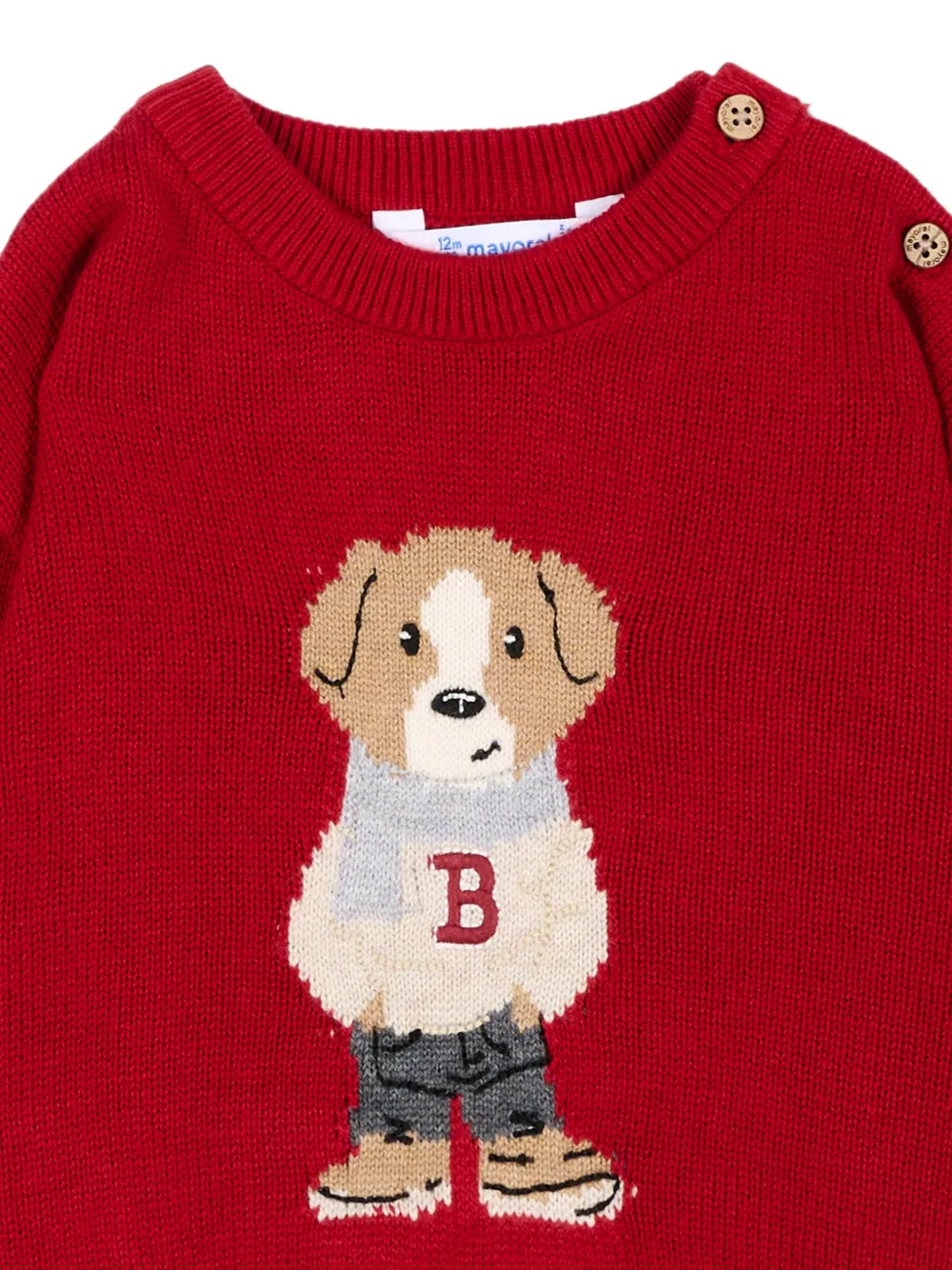 Mayoral Intarsia trui met knoopsluiting Rood