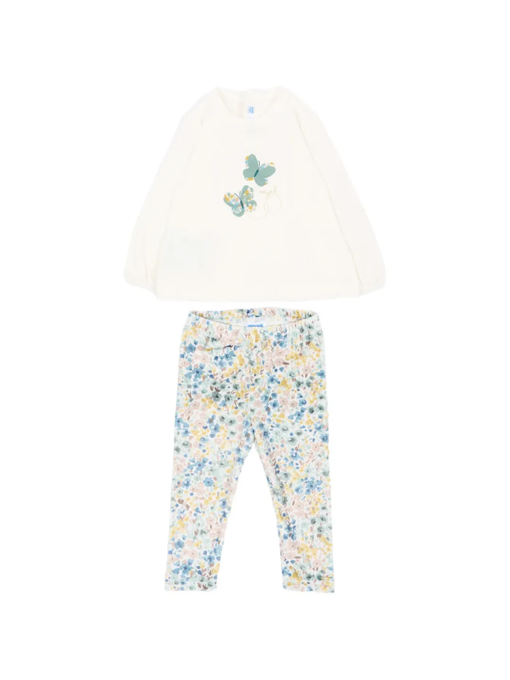 Mayoral Driedelig trainingspak met vlinderprint Beige