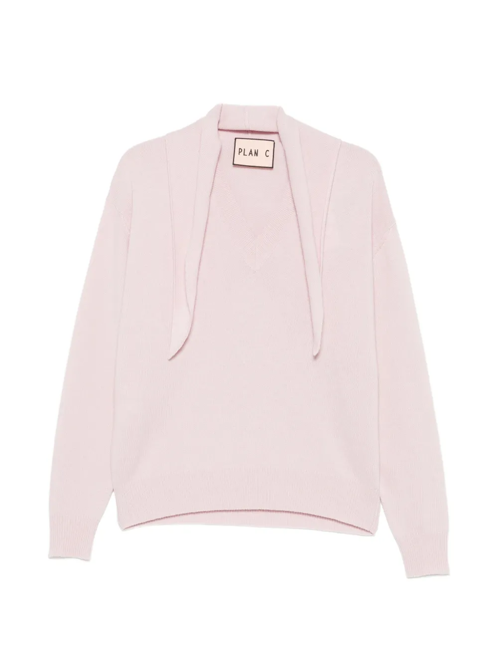 Plan C Trui met V-hals en sjaaldetail Roze