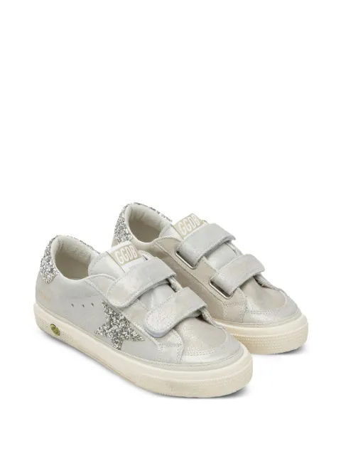 Golden Goose Kids May glitter-star laminated nappa sneakers