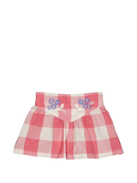 hello simone Marlow floral-embroidered gingham shorts
