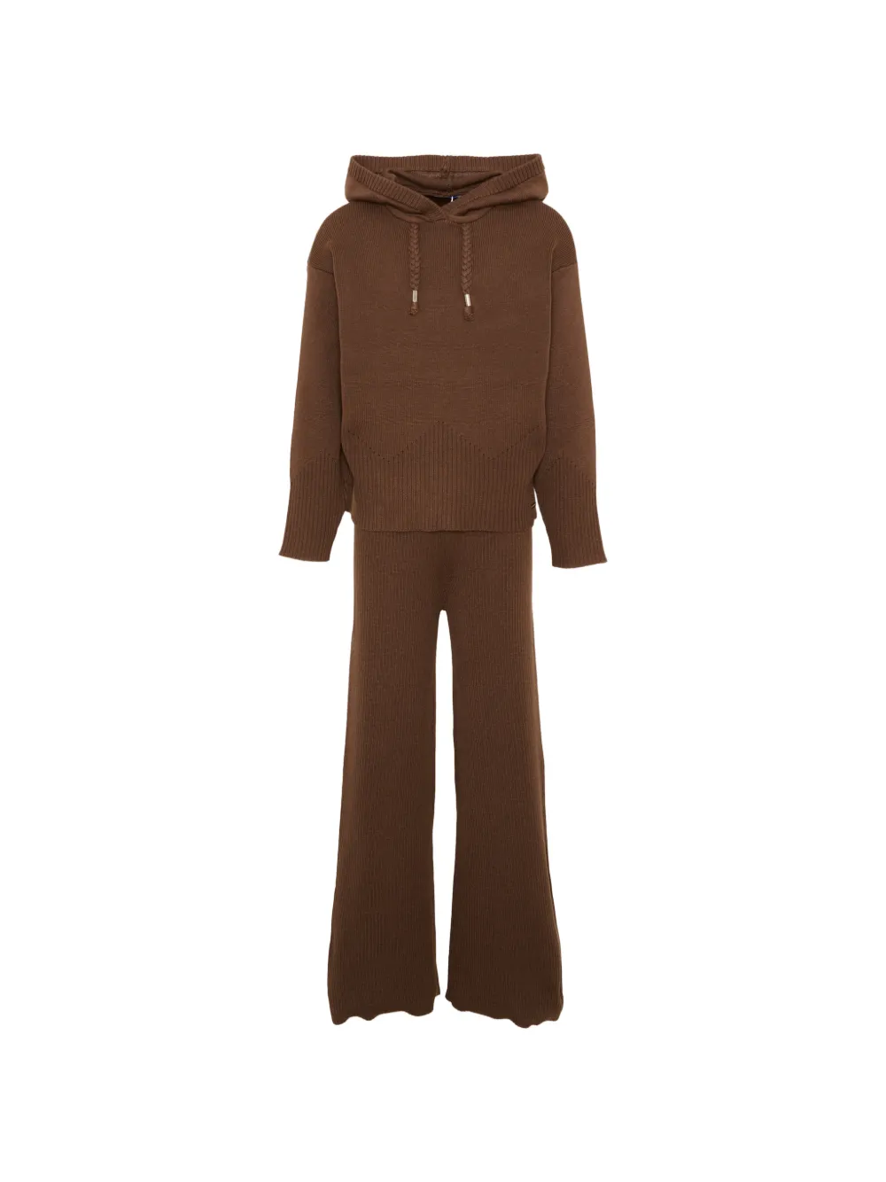 Mayoral ribbed-knit hooded tracksuit - Marrone