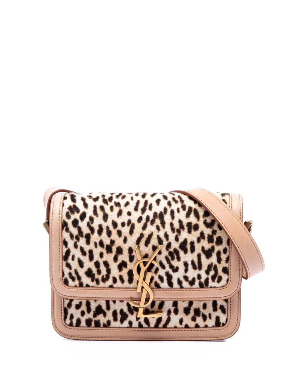 Saint Laurent Pre-Owned 2021 Small Calf Hair Leopard Print Solferino Satchel In Box crossbody bag - Nude