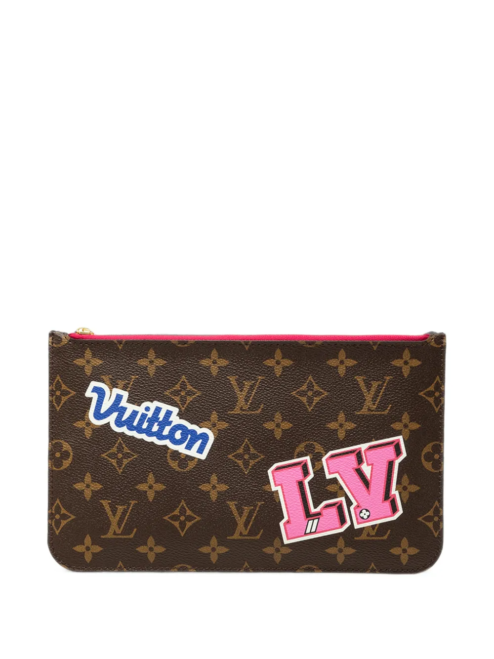 Louis Vuitton Pre-Owned 2018 Monogram Patches Neverfull MM pouch in Brown