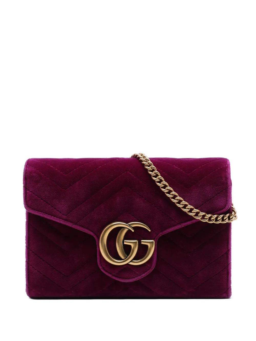 Gucci Pre-Owned 2016-2026 GG Marmont Matelasse Velvet Wallet On Chain crossbody bag - Violett