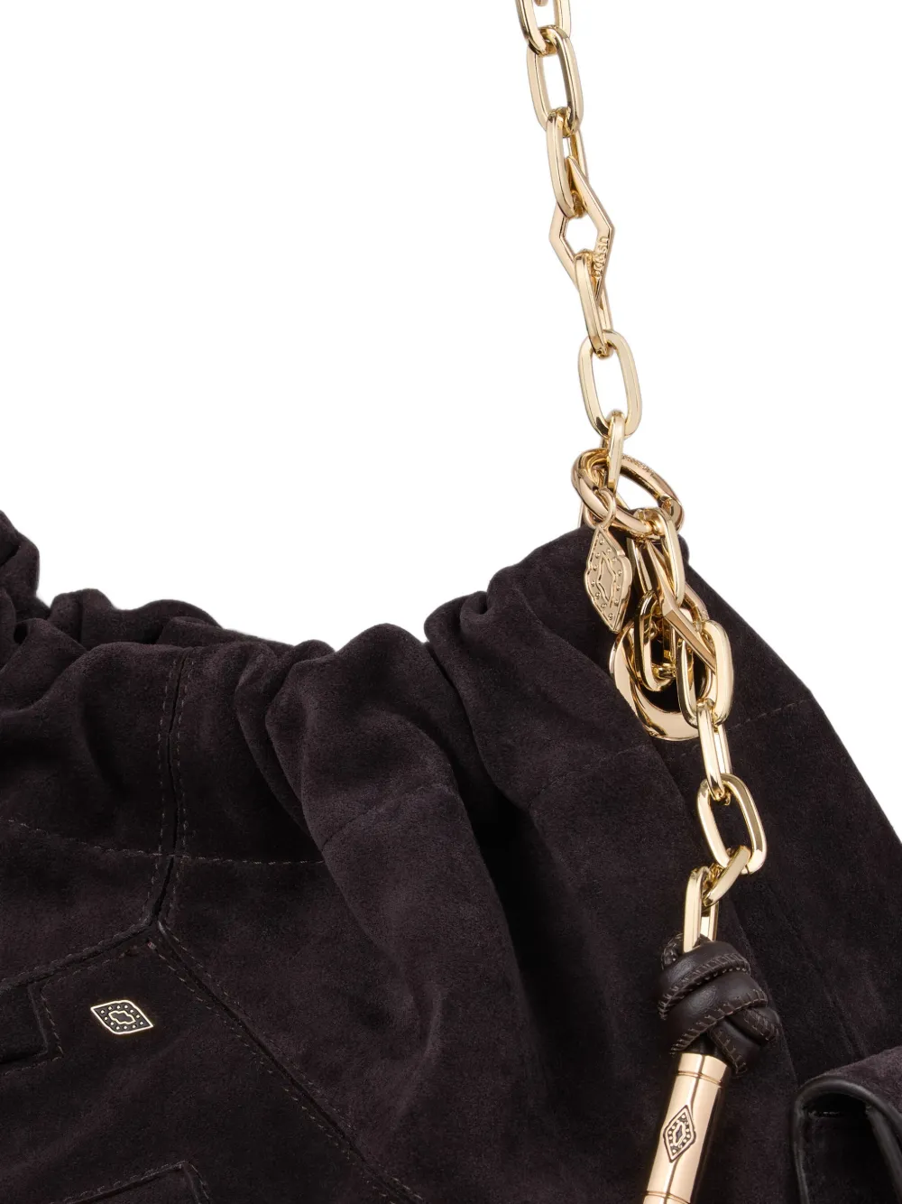 Ba&Sh Suède schoudertas met schakelketting Paars