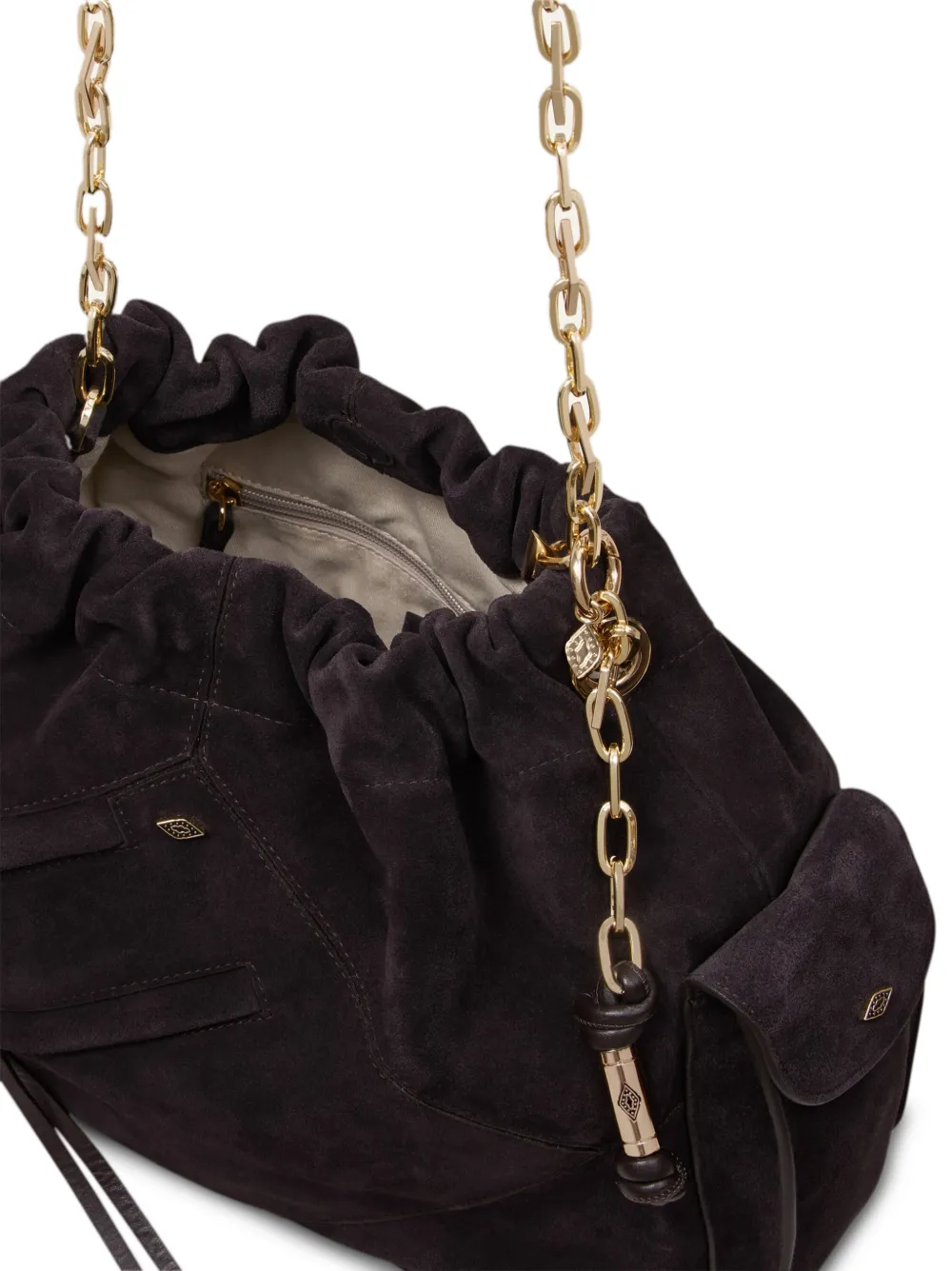Ba&Sh Suède schoudertas met schakelketting Paars