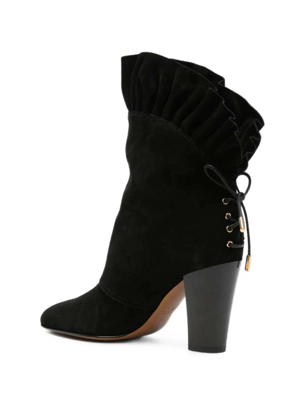 Chloé Anouk ruffled-trim heeled ankle boots Zwart