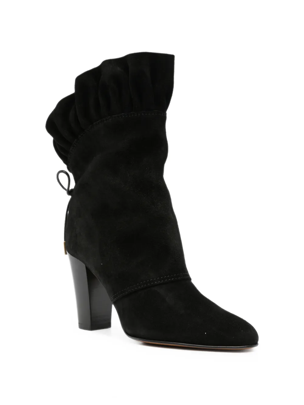 Chloé Anouk ruffled-trim heeled ankle boots Zwart