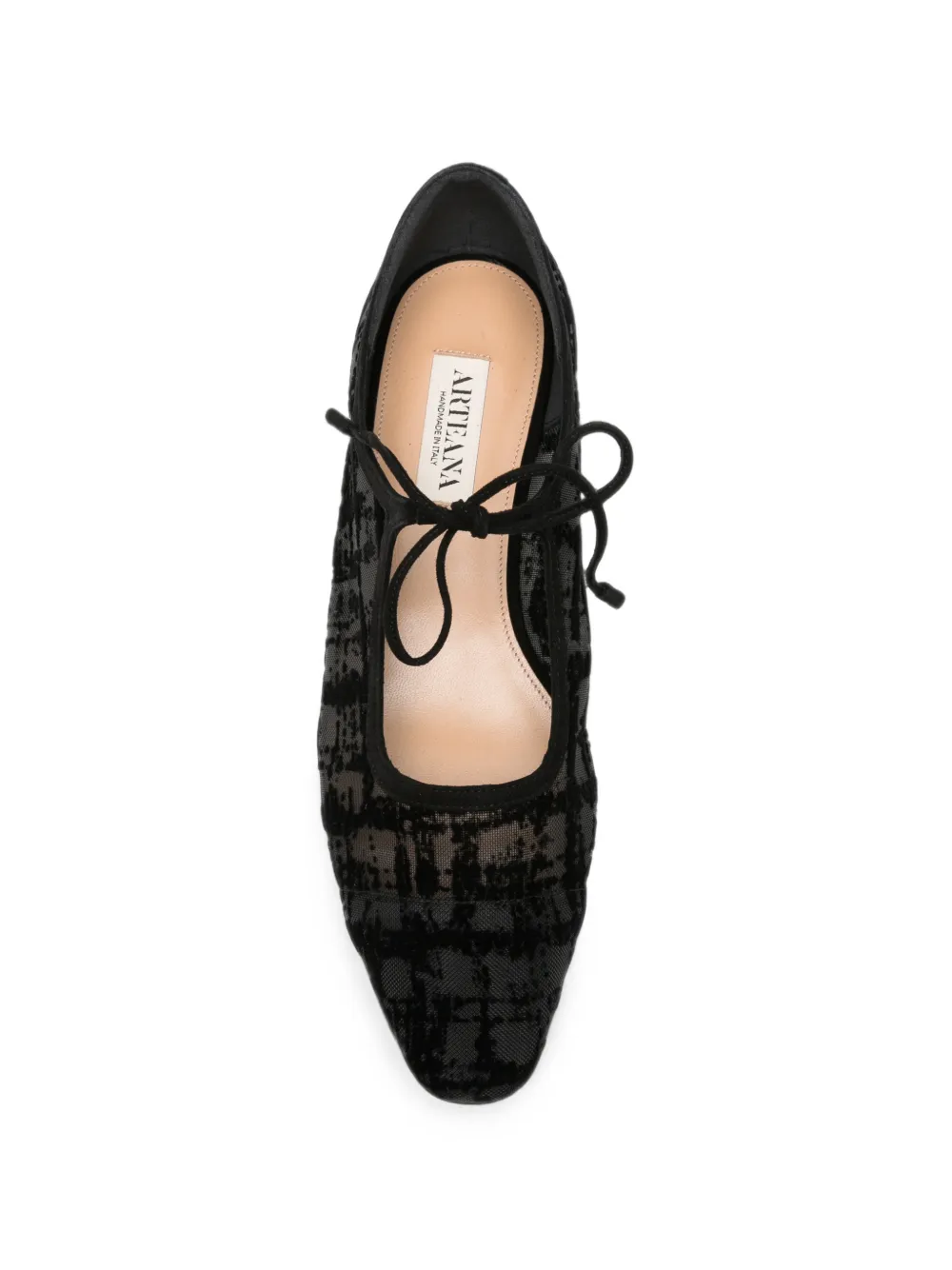 Arteana Marcella flocked flat pumps Zwart