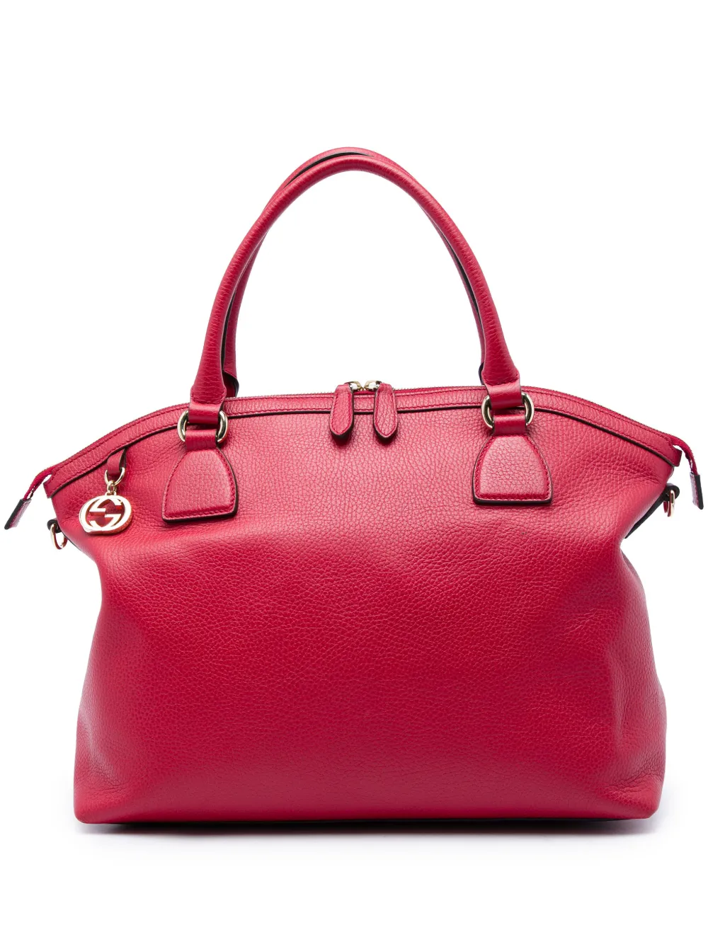 Gucci Pre-Owned 2016-2026 Large Dollar Calfskin GG Charm Dome satchel - Rosso