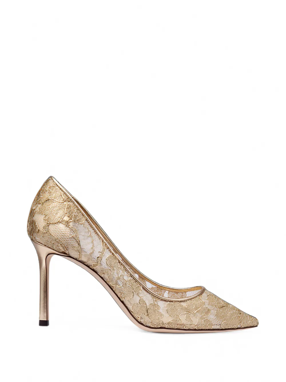 Jimmy Choo Romy Floral-lace Pumps In Gold
