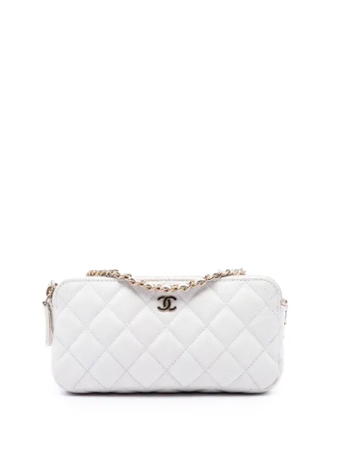 CHANEL Pre-Owned 2019 CC Quilted Caviar Double Zip Clutch With Chain crossbody bag