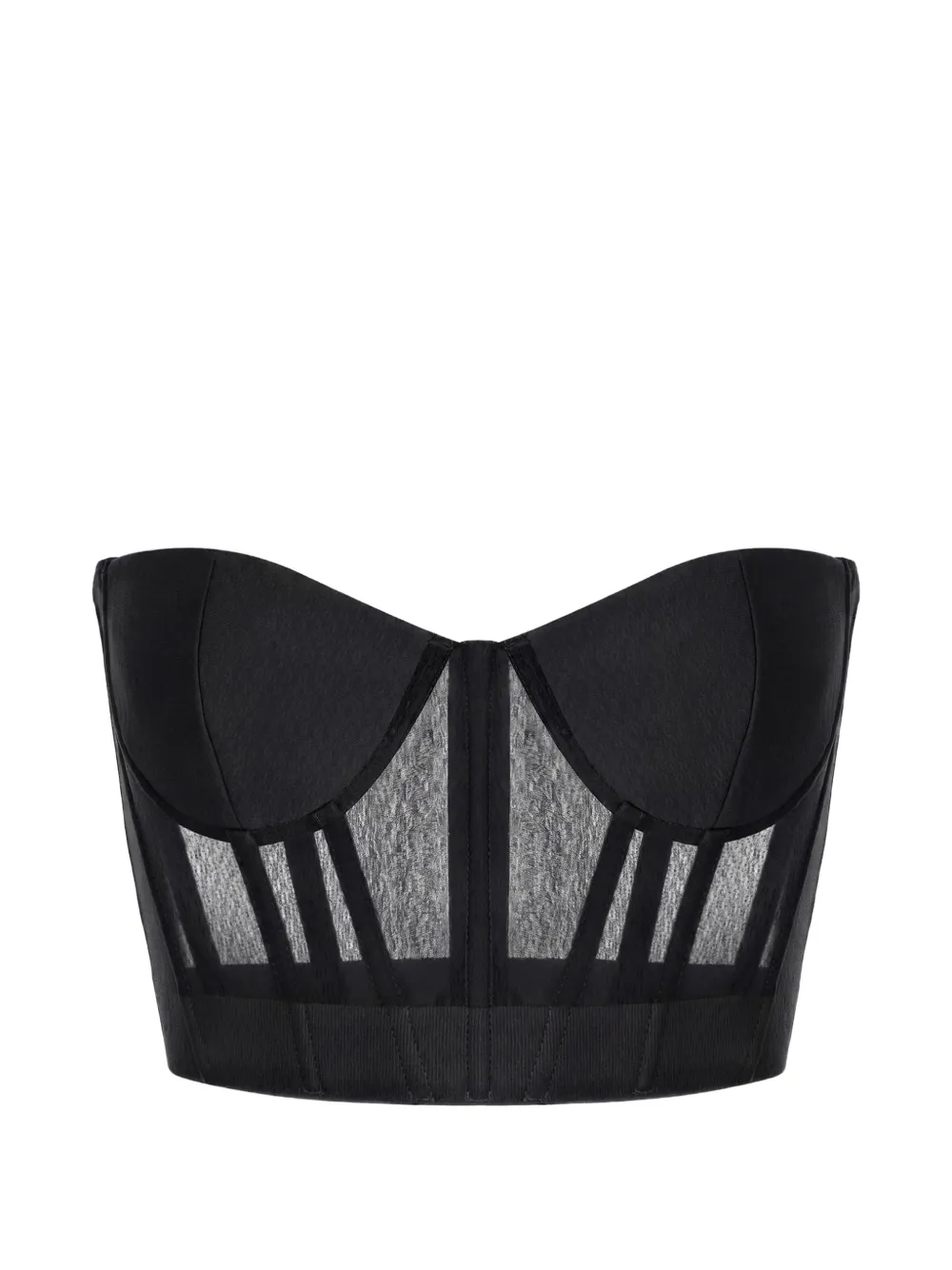 Elisabetta Franchi mesh-panelled corset-style top - Nero