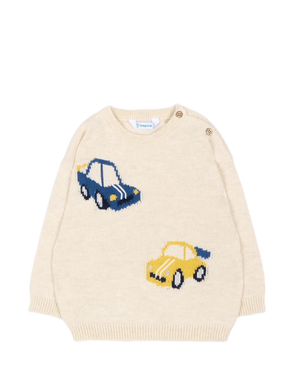 Mayoral car-intarsia button-fastening jumper - Toni neutri