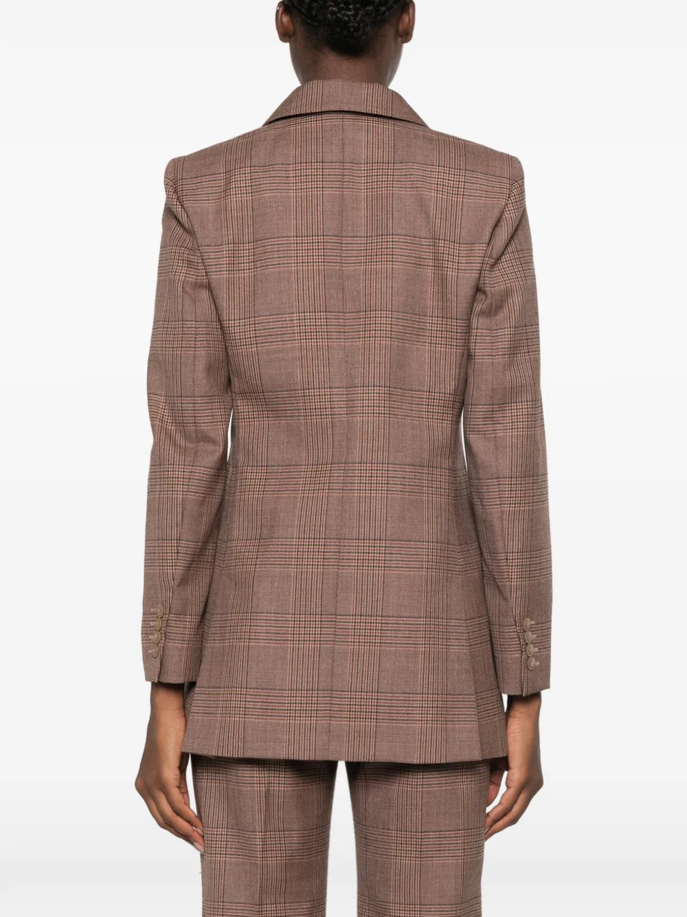 Max Mara Geruit jack met dubbele rij knopen Bruin