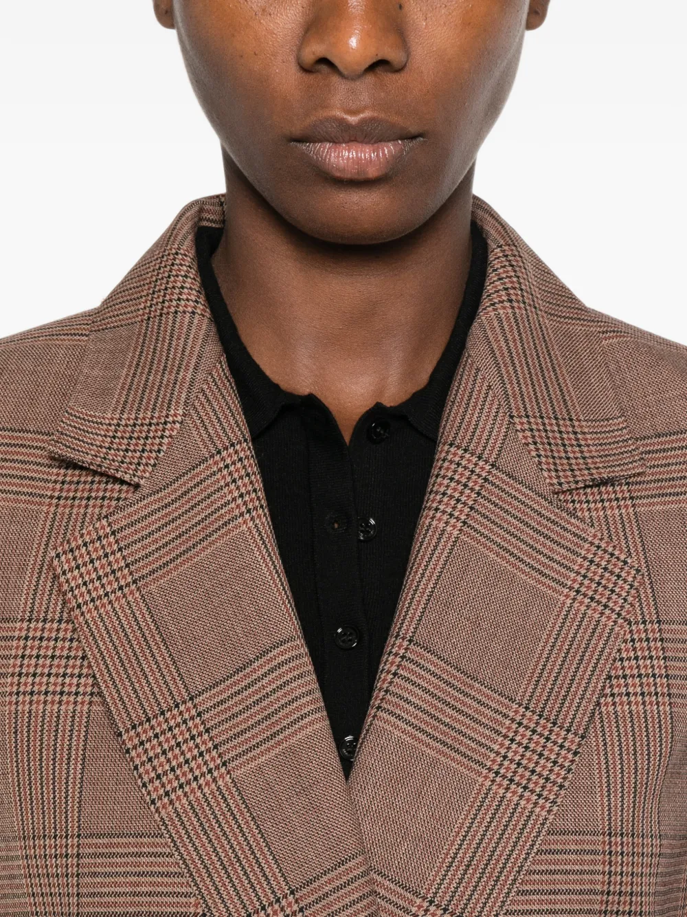 Max Mara Geruit jack met dubbele rij knopen Bruin