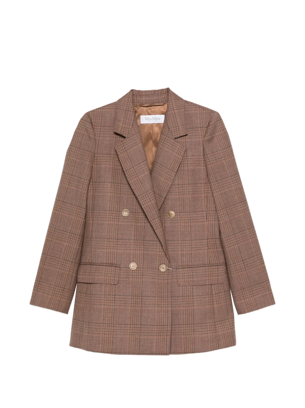 Max Mara Prince of Wales check double-breasted jacket - Braun