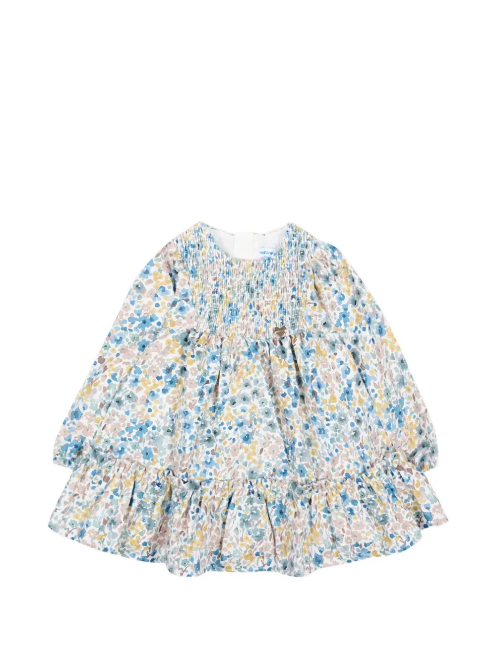 Mayoral Gesmockte jurk met bloe print Wit