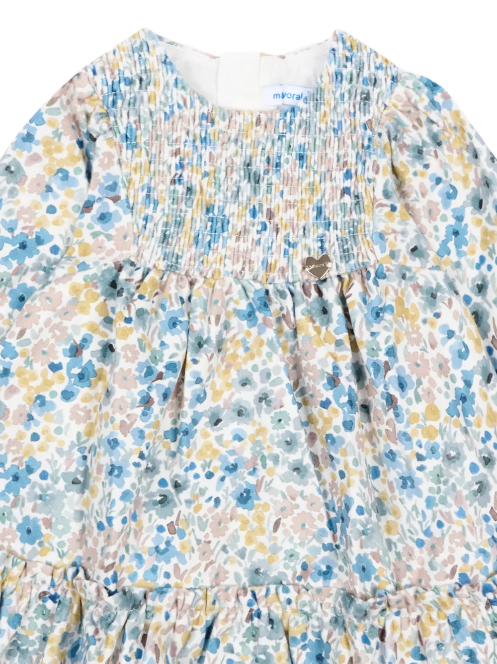 Mayoral Gesmockte jurk met bloemenprint Wit
