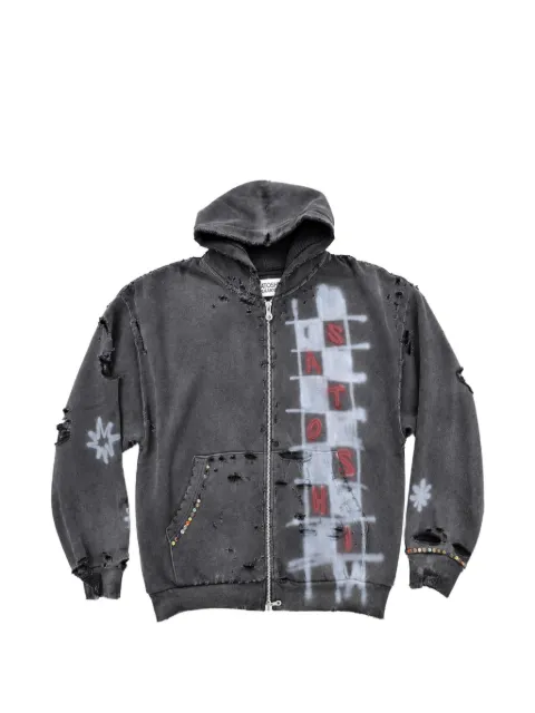 SATOSHI NAKAMOTO Get What I Want distressed spray-paint hoodie