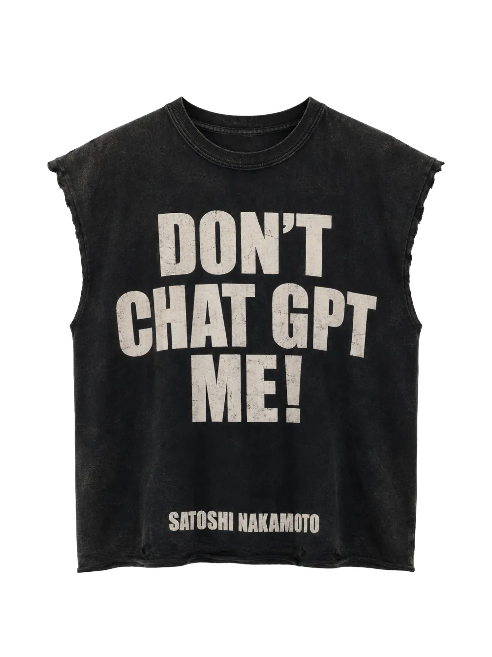 SATOSHI NAKAMOTO Chat GPTee slogan-print distressed T-shirt - Nero