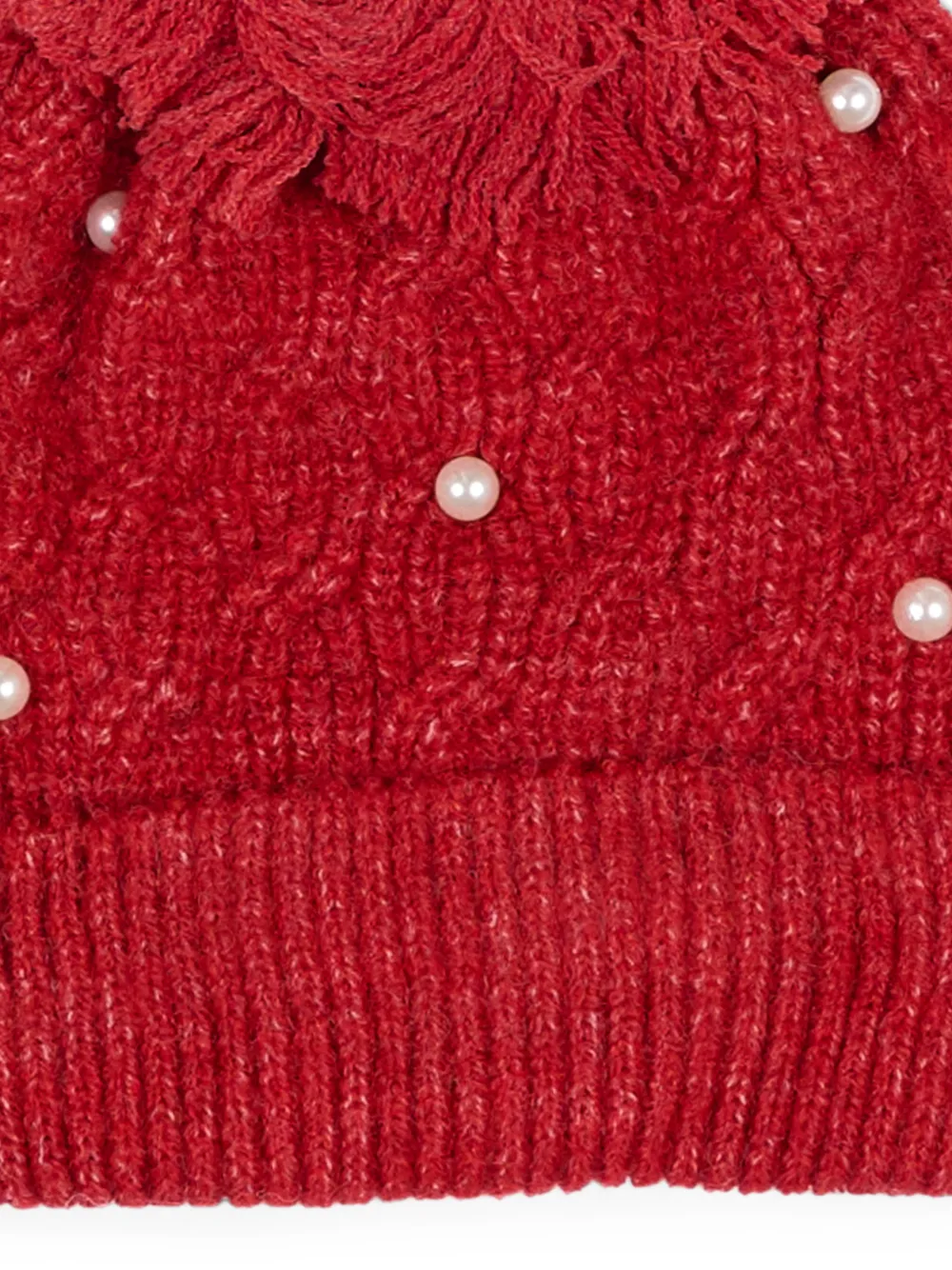Mayoral Muts verfraaid met imitatieparels en pompon Rood