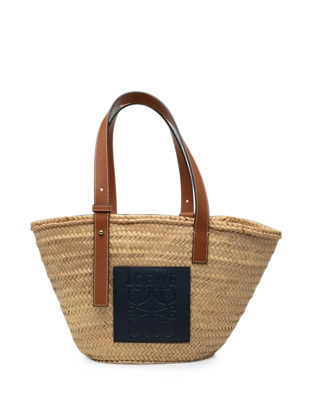 Loewe Pre-Owned 2021 Small Raffia Anagram Basket tote bag - Nude