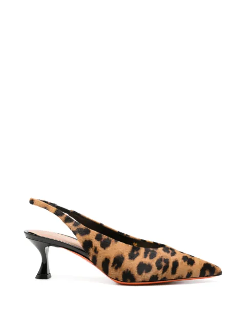 Santoni Nora leopard-print slingback pumps