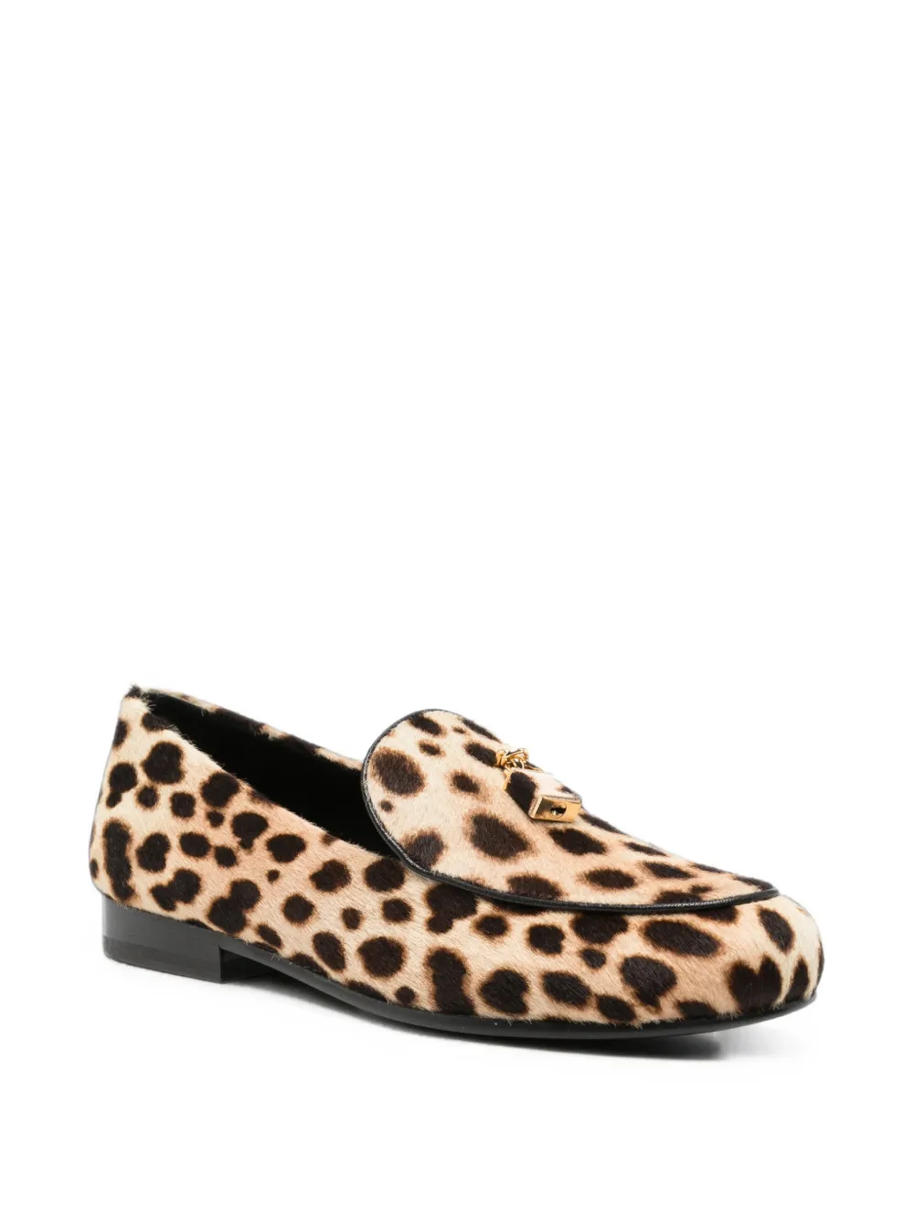 Tory Burch Lock leopard-print loafers Beige