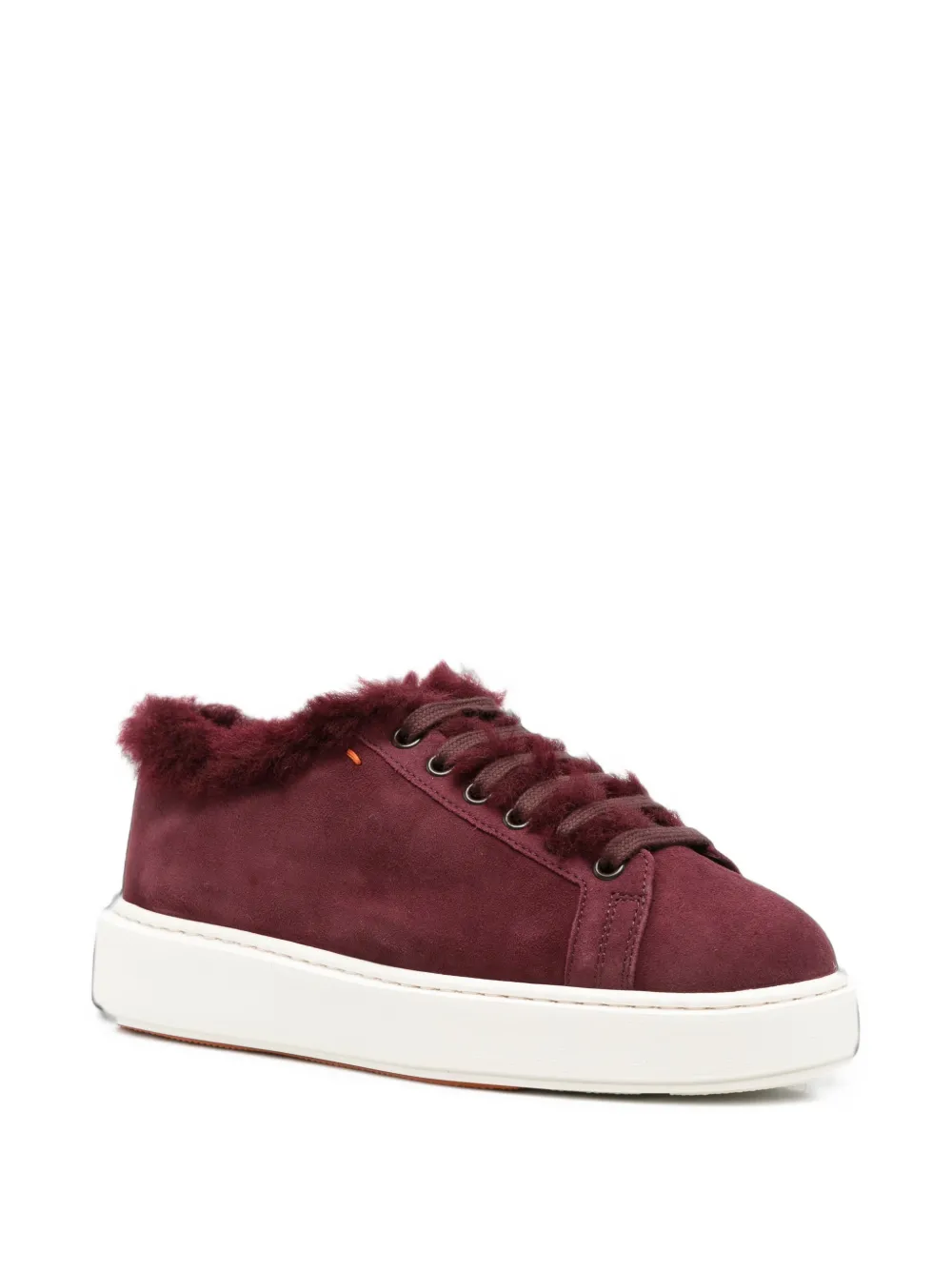 Santoni Clean Icon fur-trim sneakers Rood
