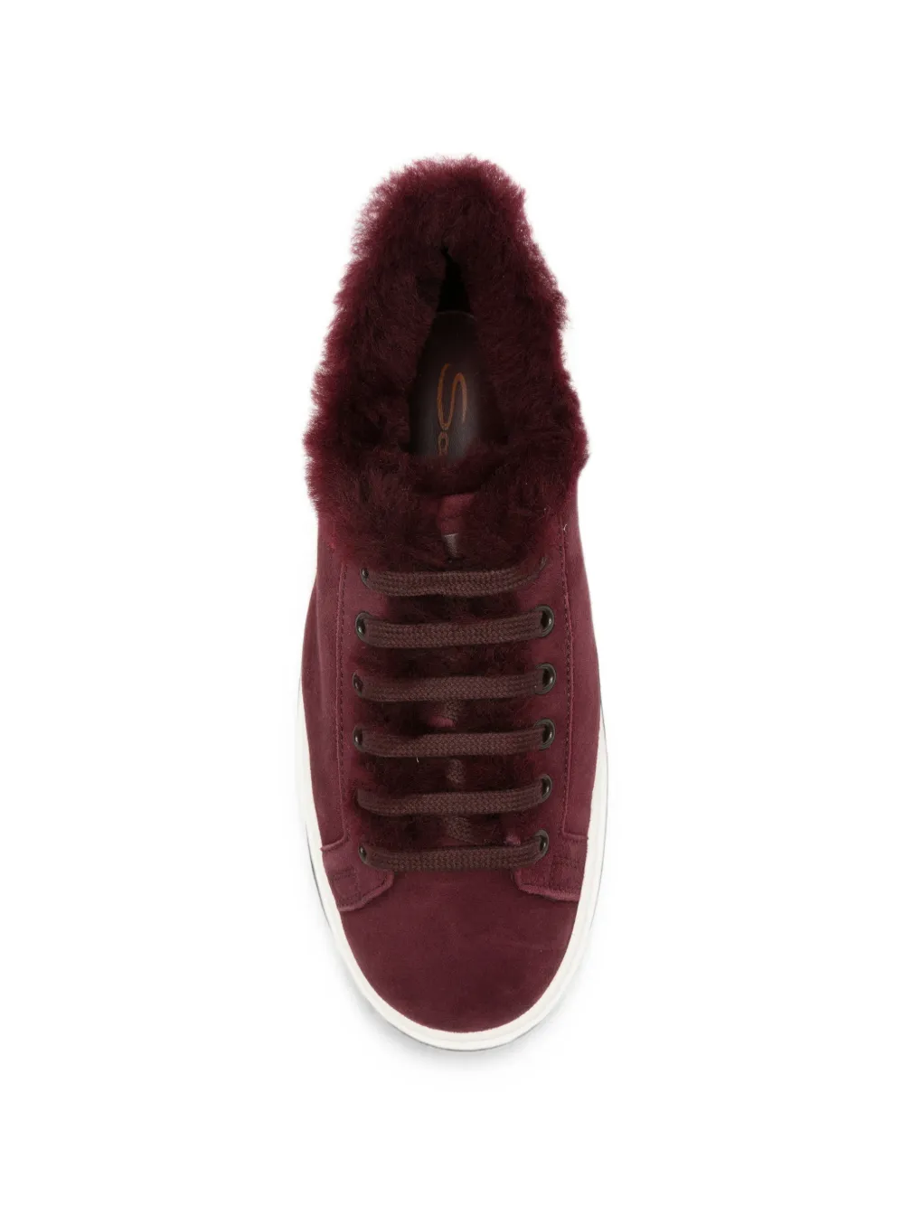 Santoni Clean Icon fur-trim sneakers Rood