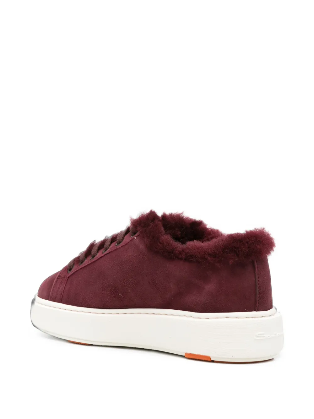Santoni Clean Icon fur-trim sneakers Rood