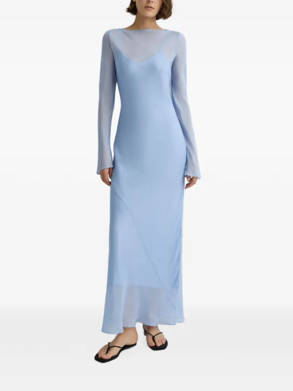 bondi born blue dress bias-cut Silk | Width:Standard D crafted from Japanese Naia Women's MANGO Formal Dresses Shaft-Low