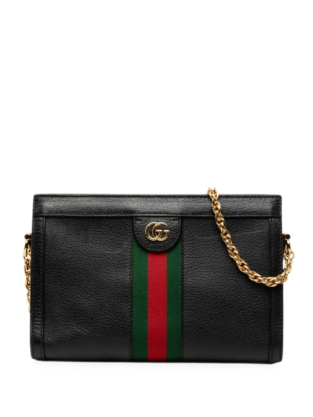 Gucci Pre-Owned 2016-2026 Small Calfskin Web Ophidia Chain crossbody bag - Schwarz