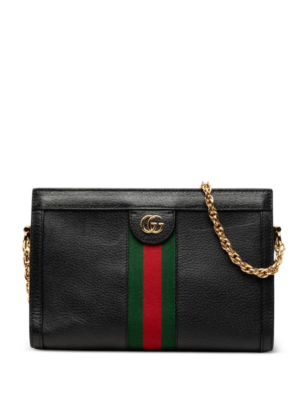 Gucci Pre-Owned 2016-2026 Small Calfskin Web Ophidia Chain crossbody bag - Nero