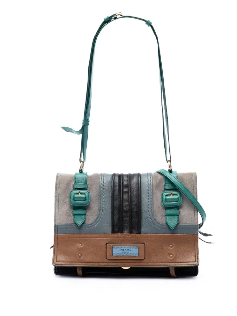 Prada Pre-Owned 2013-2026 Multicolore Glace Calf and Suede Patchwork Etiquette satchel