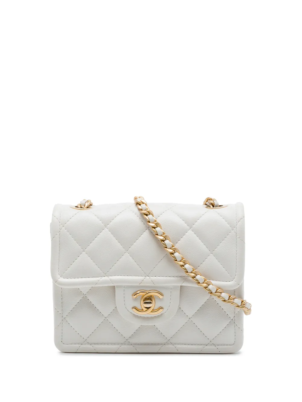 CHANEL Pre-Owned 2021 Mini Quilted Caviar Sweet Flap crossbody bag - Bianco