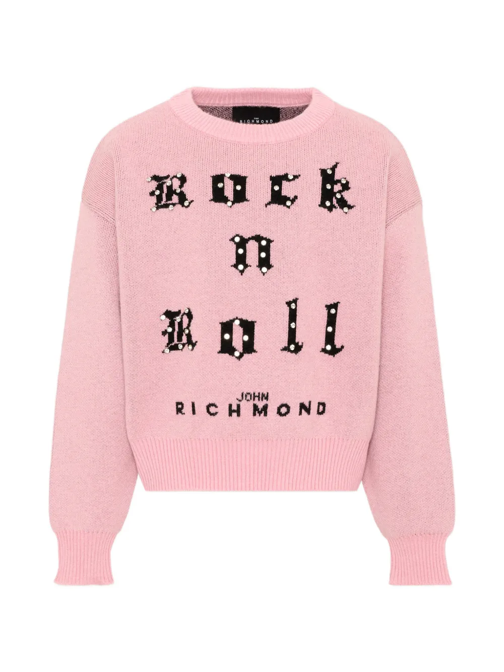 John Richmond Junior crystal-embellished intarsia-knit sweater - Rosa