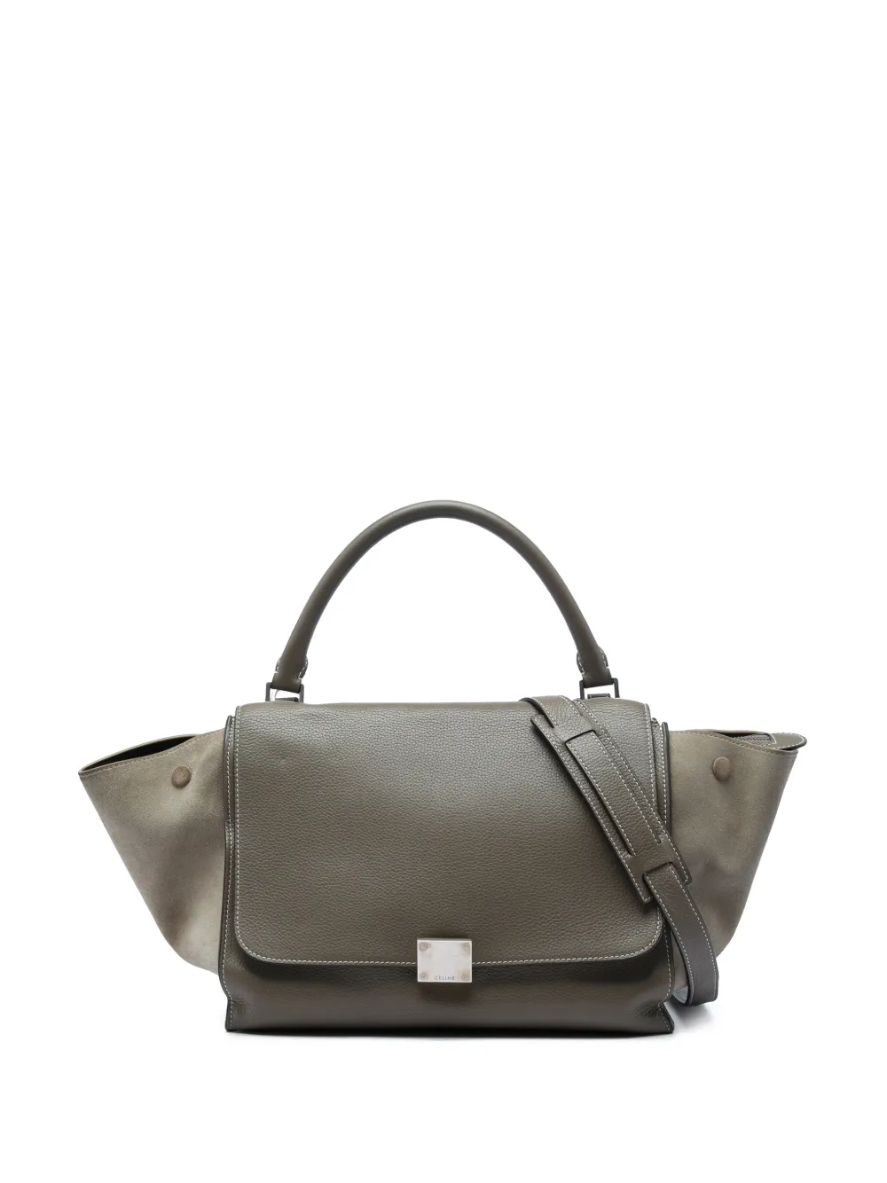 Celine Pre-Owned 2012 Medium Calfskin and Suede Trapeze satchel - Marrone