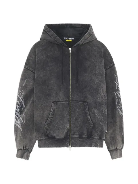 IUTER Tribal marble-effect zip-up hoodie