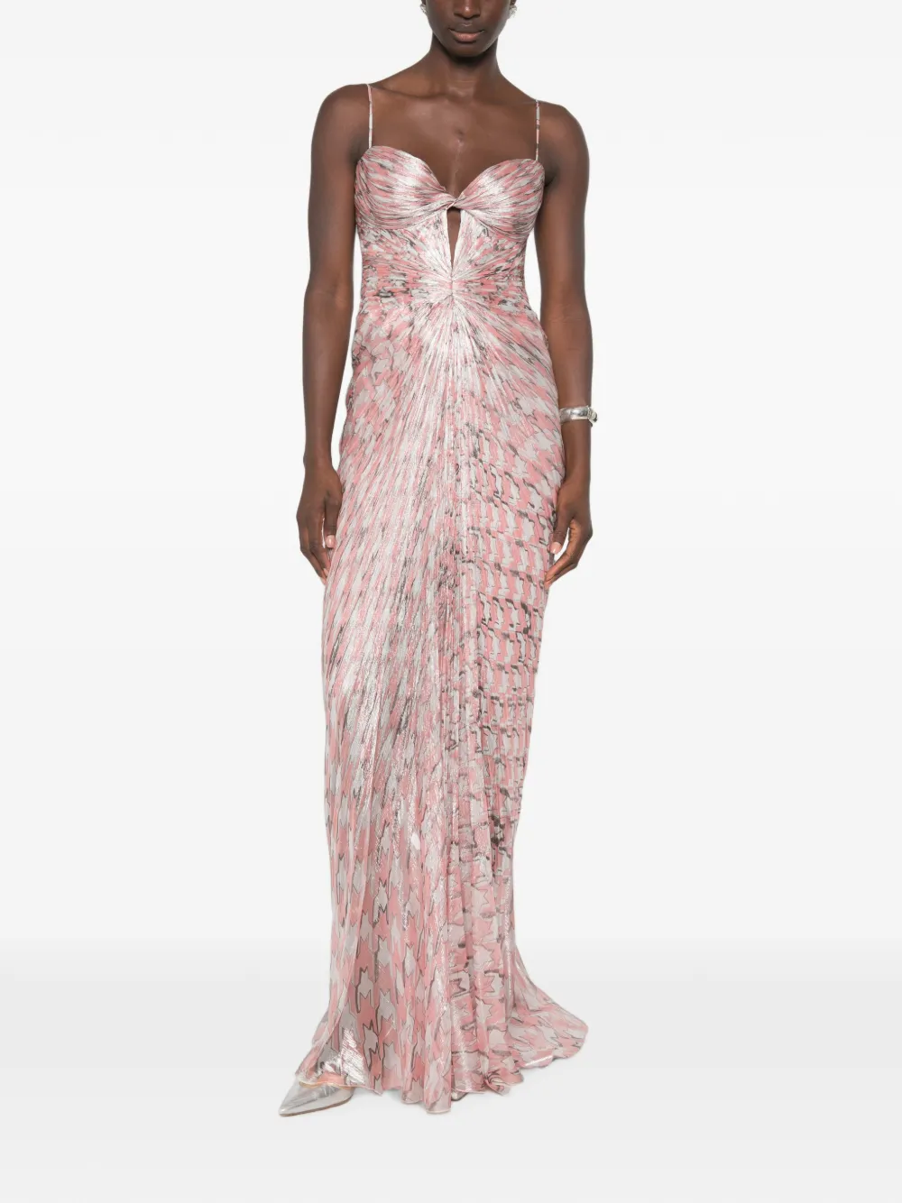 Maria Lucia Hohan plissé-effect cutout maxi dress Roze