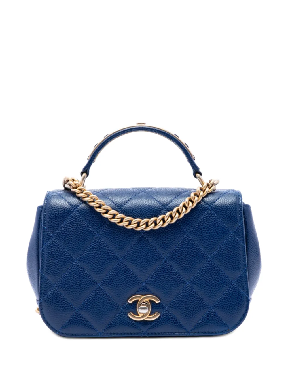 CHANEL Pre-Owned 2017-2018 Mini Quilted Caviar Carry Around Flap satchel - Blue